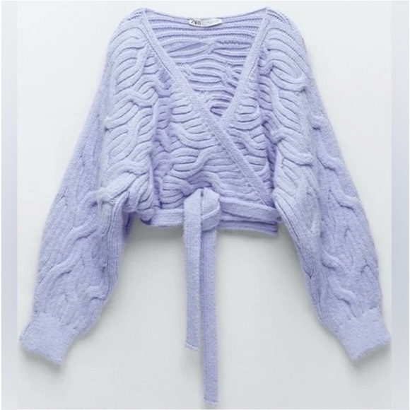 Zara Lilac Knit Chunky Sweater Cardigan - Picture 1 of 4